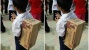 Orang Tua Tidak Mampu, Siswa SD  Gunakan Kardus Sebagai Tas Sekolah.