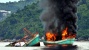 Tim Pemberantas Illegal Fishing Kembali Bakar Belasan Kapal Asing di Perairan Natuna